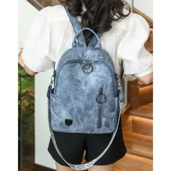 Women's Faux Leather Convertible Backpack in Brown with Adjustable Straps, Multiple Carrying Styles, and Zipper Pockets – Ideal for Travel, Work, and Everyday Use