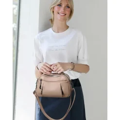 Women's Faux Leather Crossbody Bag, Small Casual Handbag with Multi-Zipper Compartments, Stylish Daily Shoulder Purse for Travel and Shopping Color Wine Black White