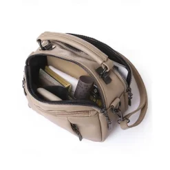 Women's Faux Leather Crossbody Bag, Small Casual Handbag with Multi-Zipper Compartments, Stylish Daily Shoulder Purse for Travel and Shopping Color Wine Black White