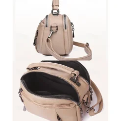 Women's Faux Leather Crossbody Bag, Small Casual Handbag with Multi-Zipper Compartments, Stylish Daily Shoulder Purse for Travel and Shopping Color Wine Black White