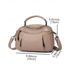 Women's Faux Leather Crossbody Bag, Small Casual Handbag with Multi-Zipper Compartments, Stylish Daily Shoulder Purse for Travel and Shopping Color Wine Black White