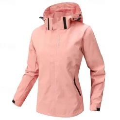 Women's Female Ski Jacket Outdoor Waterproof Windproof Hoodie Snow Coat Ski Coat Traveling Black Pink Green Beige