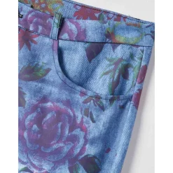 Women's Flared Pants Bell Bottom Pants Trousers Fashion Full Length Mid Waist Skull Flower / Floral Side Pockets Wide Leg Print Comfort Micro-elastic Halloween Weekend Navy-blue Rainbow Sky Blue And