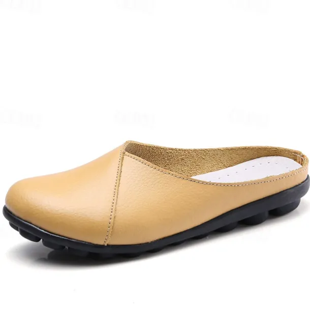 Women's Flats Mules Plus Size White Shoes Loafer Mules Outdoor Daily Solid Color Summer Flat Heel Round Toe Casual Comfort Minimalism Faux Leather PU Loafer Moonlight Black White