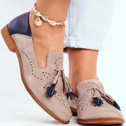 Women's Flats Oxfords Slip-Ons Plus Size Loafer Mules Office Daily Summer Embroidery Low Heel Closed Toe Business Elegant Comfort Walking Shoes PU Loafer Solid Color Cut-out Pink