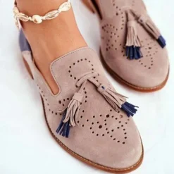 Women's Flats Oxfords Slip-Ons Plus Size Loafer Mules Office Daily Summer Embroidery Low Heel Closed Toe Business Elegant Comfort Walking Shoes PU Loafer Solid Color Cut-out Pink