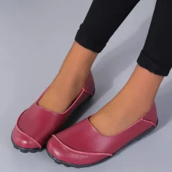Women's Flats Slip-Ons Loafers Plus Size Barefoot shoes Comfort Shoes Outdoor Daily Solid Color Summer Flat Heel Round Toe Casual Comfort Minimalism Faux Leather PU Loafer Wine Red Black White