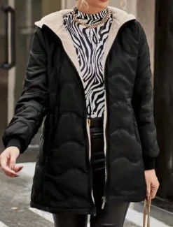 Women's Fleece Jacket Teddy Coat Hoodie Jacket Warm Breathable Zipper Pocket Fleece Lined Casual Plain Vacation Street Daily Wear Going out Zipper Regular Hoodie Regular Fit Long Sleeve Outerwear