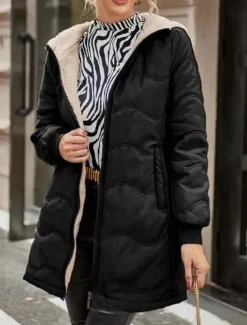 Women's Fleece Jacket Teddy Coat Hoodie Jacket Warm Breathable Zipper Pocket Fleece Lined Casual Plain Vacation Street Daily Wear Going out Zipper Regular Hoodie Regular Fit Long Sleeve Outerwear