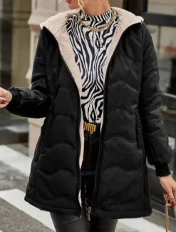 Women's Fleece Jacket Teddy Coat Hoodie Jacket Warm Breathable Zipper Pocket Fleece Lined Casual Plain Vacation Street Daily Wear Going out Zipper Regular Hoodie Regular Fit Long Sleeve Outerwear