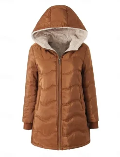 Women's Fleece Jacket Teddy Coat Hoodie Jacket Warm Breathable Zipper Pocket Fleece Lined Casual Plain Vacation Street Daily Wear Going out Zipper Regular Hoodie Regular Fit Long Sleeve Outerwear