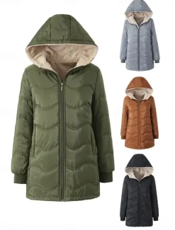 Women's Fleece Jacket Teddy Coat Hoodie Jacket Warm Breathable Zipper Pocket Fleece Lined Casual Plain Vacation Street Daily Wear Going out Zipper Regular Hoodie Regular Fit Long Sleeve Outerwear