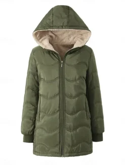 Women's Fleece Jacket Teddy Coat Hoodie Jacket Warm Breathable Zipper Pocket Fleece Lined Casual Plain Vacation Street Daily Wear Going out Zipper Regular Hoodie Regular Fit Long Sleeve Outerwear