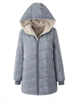 Women's Fleece Jacket Teddy Coat Hoodie Jacket Warm Breathable Zipper Pocket Fleece Lined Casual Plain Vacation Street Daily Wear Going out Zipper Regular Hoodie Regular Fit Long Sleeve Outerwear