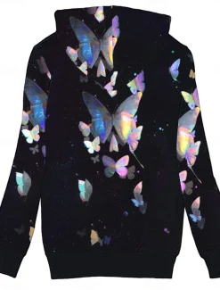 Women's Fleece Jacket Teddy Coat Hoodie Jacket Warm Breathable Zipper Pocket Fleece Lined Casual Butterfly Vacation Street Daily Wear Going out Zipper Regular Hoodie Regular Fit Long Sleeve Outerwear