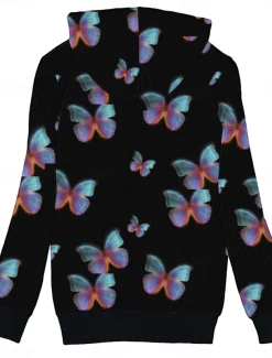 Women's Fleece Jacket Teddy Coat Hoodie Jacket Warm Breathable Zipper Pocket Fleece Lined Casual Butterfly Vacation Street Daily Wear Going out Zipper Regular Hoodie Regular Fit Long Sleeve Outerwear