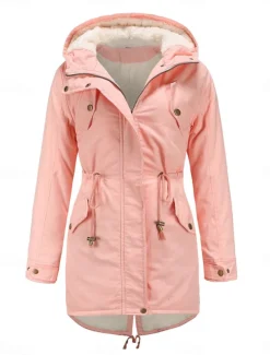 Women's Fleece Jacket Teddy Coat Hoodie Jacket Warm Breathable Zipper Pocket Fleece Lined Casual Plain Vacation Street Daily Wear Going out Zipper Regular Hoodie Regular Fit Long Sleeve Outerwear