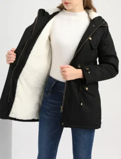 Women's Fleece Jacket Teddy Coat Hoodie Jacket Warm Breathable Zipper Pocket Fleece Lined Casual Plain Vacation Street Daily Wear Going out Zipper Regular Hoodie Regular Fit Long Sleeve Outerwear