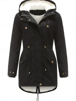 Women's Fleece Jacket Teddy Coat Hoodie Jacket Warm Breathable Zipper Pocket Fleece Lined Casual Plain Vacation Street Daily Wear Going out Zipper Regular Hoodie Regular Fit Long Sleeve Outerwear