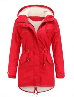 Women's Fleece Jacket Teddy Coat Hoodie Jacket Warm Breathable Zipper Pocket Fleece Lined Casual Plain Vacation Street Daily Wear Going out Zipper Regular Hoodie Regular Fit Long Sleeve Outerwear