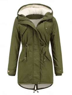 Women's Fleece Jacket Teddy Coat Hoodie Jacket Warm Breathable Zipper Pocket Fleece Lined Casual Plain Vacation Street Daily Wear Going out Zipper Regular Hoodie Regular Fit Long Sleeve Outerwear