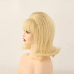 Womens Flip Wig 70s Pinup Pelucas 60s Retro Beehive Style Vintage Look Betty Rubble Wig Carnival Costume Women Wig wtih Bang Halloween Wigs