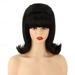 Womens Flip Wig 70s Pinup Pelucas 60s Retro Beehive Style Vintage Look Betty Rubble Wig Carnival Costume Women Wig wtih Bang Halloween Wigs