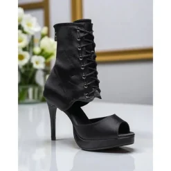 Women's Floral Dance Boots - Satin Peep Toe High Heel Professional Latin Ballroom Shoes with Elegant Rose Print, Ideal for Salsa, Tango and Stage Performances