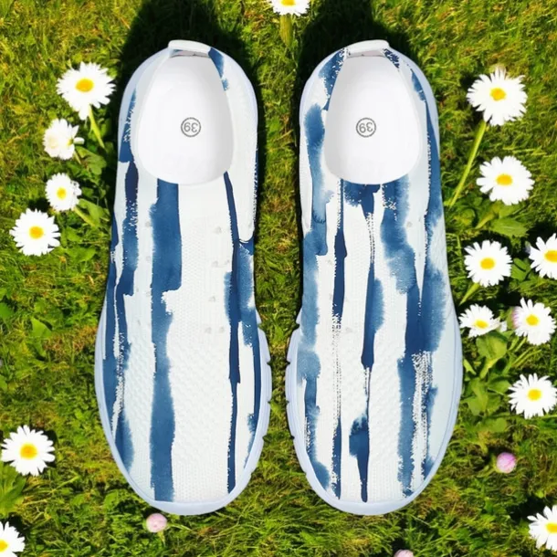 Women's Floral Mesh Slip-On Sneakers – Lightweight Breathable Walking Shoes for Casual Wear, Travel and Outdoor Activities