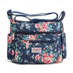 Women's Floral Print Crossbody Bag – Lightweight Water-Resistant Multi-Pocket Shoulder Bag for Daily Use