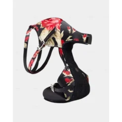Women's Floral Satin Latin Dance Heels – Elegant Strappy Ballroom Shoes for Performances & Salsa Practice