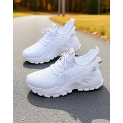 Women's Flyknit Athletic Sneakers – Lightweight Lace-Up Trainers for Walking, Gym and Casual Outings