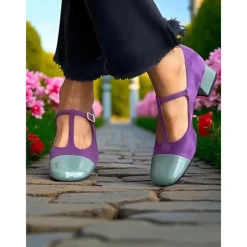 Women's French Style Red and Pink T-Strap Block Heel Mary Jane Pumps - Retro Comfortable Walking Shoes for Afternoon Tea, Parties, Office, and Daily Outfits