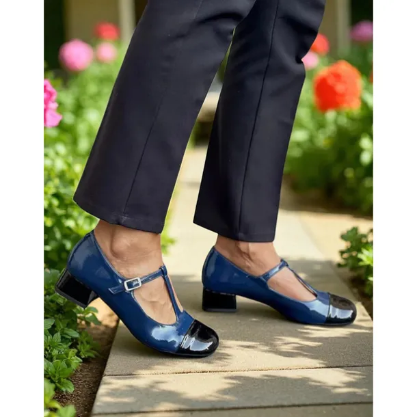 Women's French Style Red and Pink T-Strap Block Heel Mary Jane Pumps - Retro Comfortable Walking Shoes for Afternoon Tea, Parties, Office, and Daily Outfits