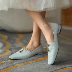 Women's Fuchsia Suede Ballet Flats – Elegant Vintage Style Loafers with Floral Buckle for Office, Tea Party & Daily Wear