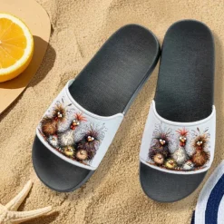 Women's Funny Chicken Print Slide Sandals – Comfortable Casual Slides for Summer & Beachwear