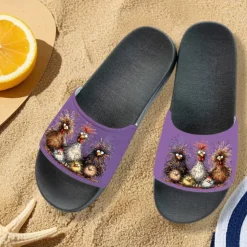 Women's Funny Chicken Print Slide Sandals – Comfortable Casual Slides for Summer & Beachwear