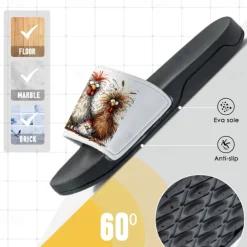 Women's Funny Chicken Print Slide Sandals – Comfortable Casual Slides for Summer & Beachwear