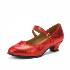 Women's Glitter Dance Shoes – Indoor Suede Sole Mary Jane Style for Ballroom and Latin Dance