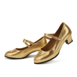 Women's Glitter Dance Shoes – Indoor Suede Sole Mary Jane Style for Ballroom and Latin Dance