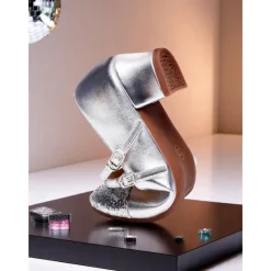 Women's Gold Glitter Toe Dance Shoes with Double Straps - Professional Low Heel Ballroom Latin Shoes for Performances and Dance Classes