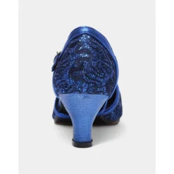 Women's Gold Lace Dance Shoes with Cross-Strap Design – Low Heel Ballroom and Latin Dance Pumps