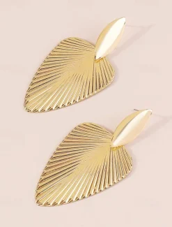 Women's Gold Leaf-Shaped Statement Earrings – Elegant Geometric Drop Earrings for Parties and Special Occasions