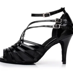 Women's Gold Strappy High Heel Dance Shoes with Ankle Straps - Elegant Ballroom or Latin Performance Footwear