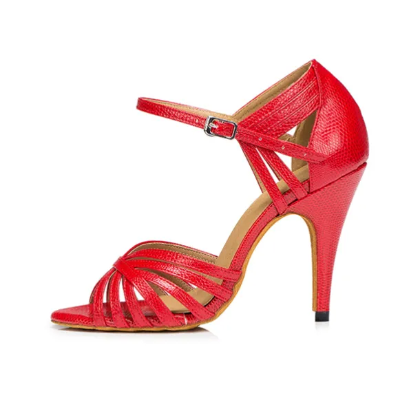 Women's Gold Strappy Latin Dance Shoes – Open-Toe High Heel Cuban Heel Sandals for Ballroom, Salsa, and Party Events