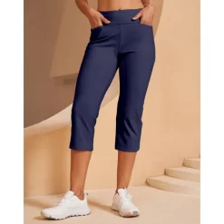 Women's Golf Capri 22Inch Performance Stretch Pants Black Red Dark Navy Pants Trousers Ladies Golf Attire Clothes Outfits Wear Apparel