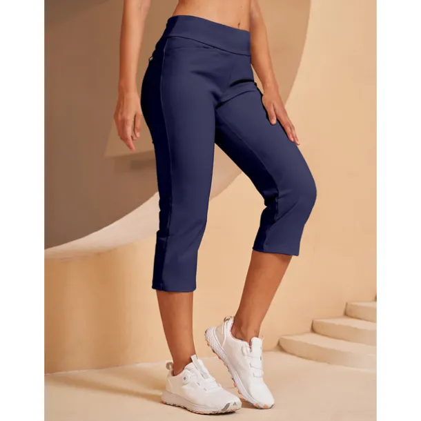 Women's Golf Capri 22Inch Performance Stretch Pants Black Red Dark Navy Pants Trousers Ladies Golf Attire Clothes Outfits Wear Apparel