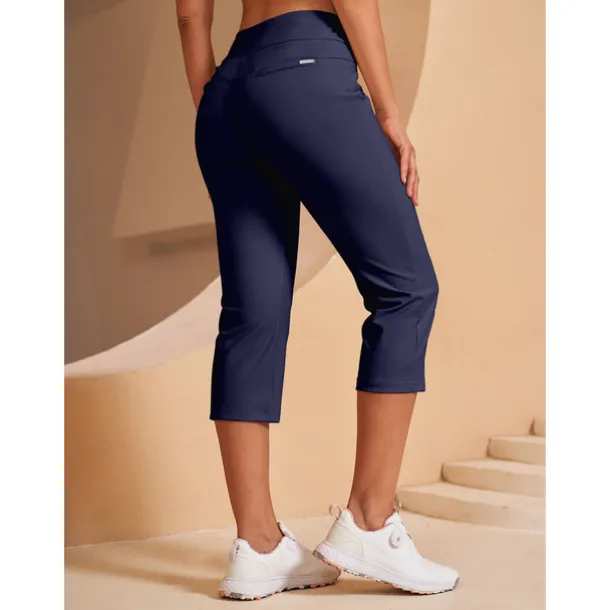 Women's Golf Capri 22Inch Performance Stretch Pants Black Red Dark Navy Pants Trousers Ladies Golf Attire Clothes Outfits Wear Apparel