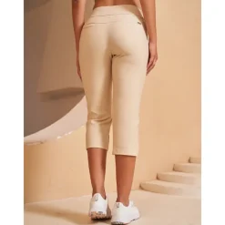 Women's Golf Capri 22Inch Performance Stretch Pants Black Red Dark Navy Pants Trousers Ladies Golf Attire Clothes Outfits Wear Apparel