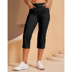 Women's Golf Capri 22Inch Performance Stretch Pants Black Red Dark Navy Pants Trousers Ladies Golf Attire Clothes Outfits Wear Apparel